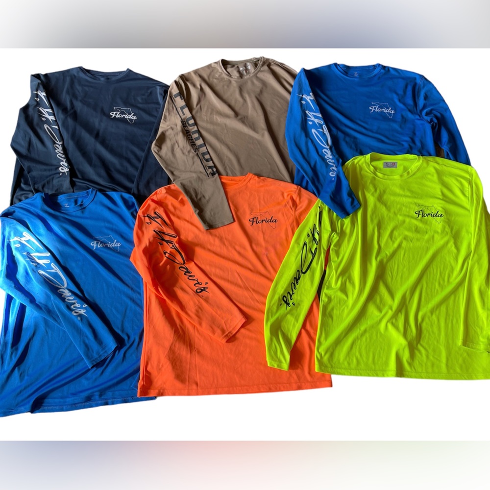 6 FH Davis/Florida long sleeve fishing shirts.